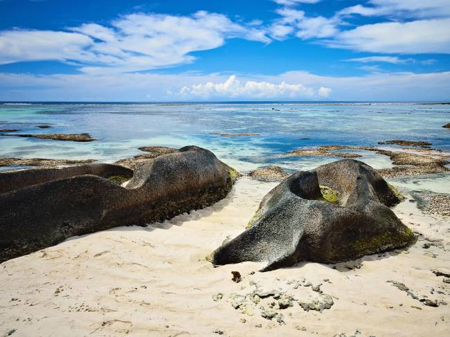 A praia Anse Source d'Argent, nas Ilhas Seicheles