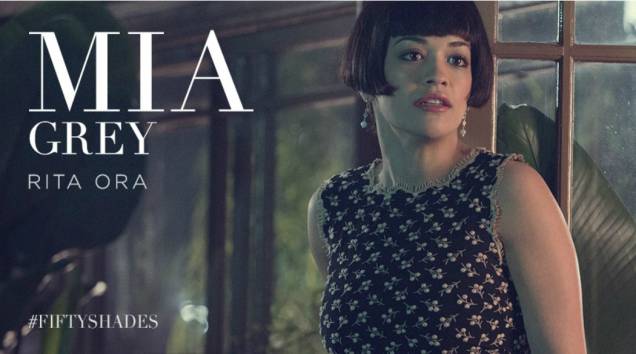 Mia Grey, irmã adotiva de Christian Grey, interpretada pela cantora pop Rita Ora, no filme Cinquenta Tons de Cinza Mia Grey, irmã adotiva de Christian Grey, interpretada pela cantora pop Rita Ora, no filme Cinquenta Tons de Cinza
