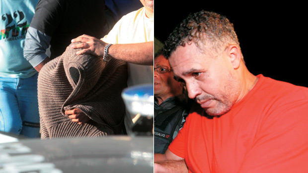  <br><br>  EM CENA - Um executou, o outro assistiu: os depoimentos de Jorge Luiz (de rosto coberto, por ser menor de idade na &eacute;poca), primo de Bruno que assistiu ao assassinato, incriminaram o ex-policial Bola, matador de aluguel que asfixiou Eliza na sua pr&oacute;pria casa
