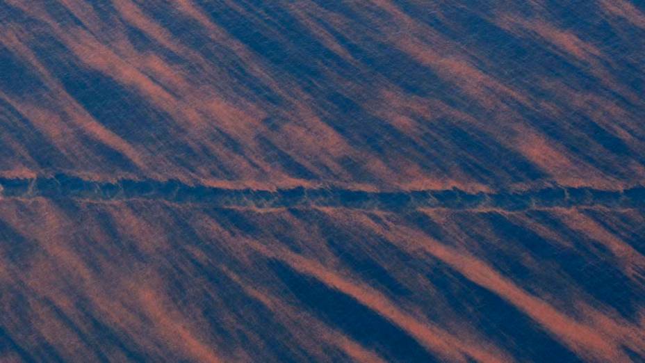 Vista aérea do vazamento de óleo no Golfo do México