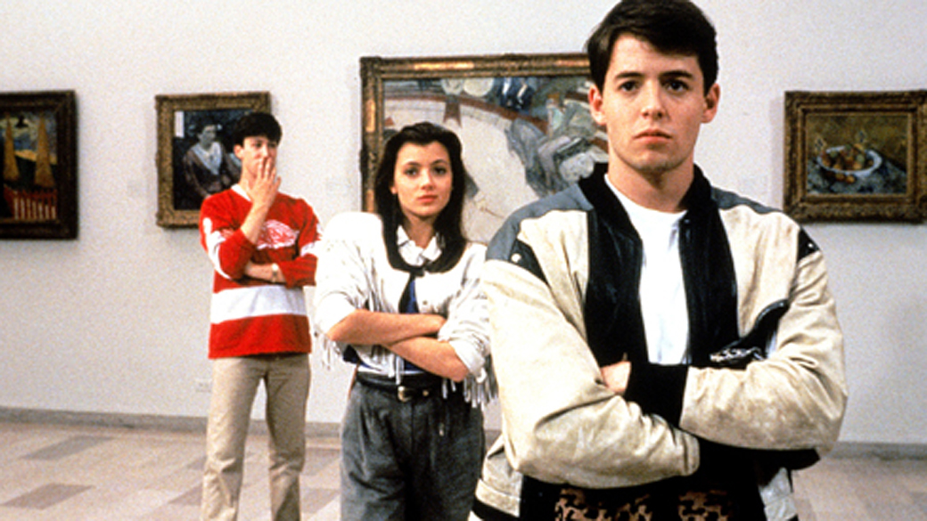 Matthew Broderick e elenco do filme "Curtindo a Vida Adoidado" de 1986