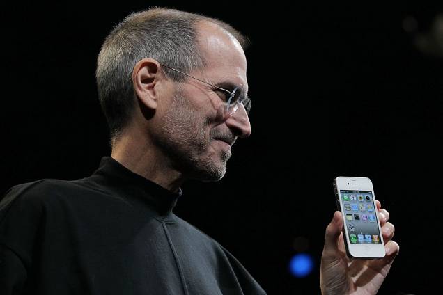 Steve Jobs durante o lançamento do iPhone 4 em 2009, em São Francisco Steve Jobs durante o lançamento do iPhone 4 em 2009, em São Francisco