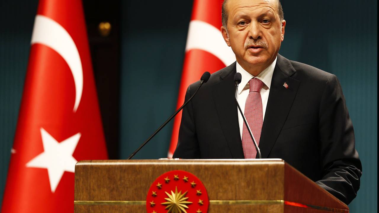 O presidente da Turquia, Tayyip Erdogan, durante conferência no palácio presidencial, em Ankara, na Turquia - 20/07/2016