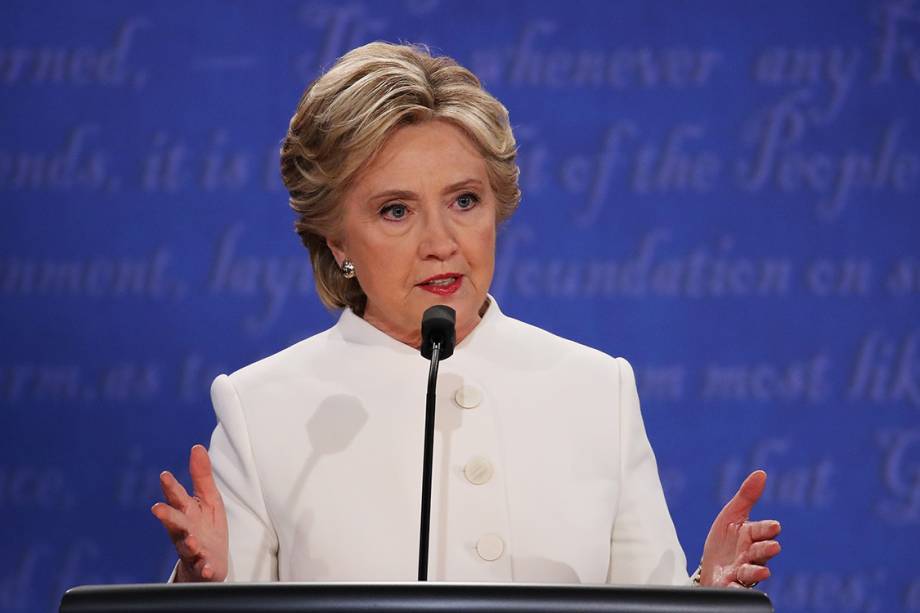 A candidata democrata à Presidência dos EUA, Hillary Clinton, durante debate com o republicano Donald Trump, em Las Vegas