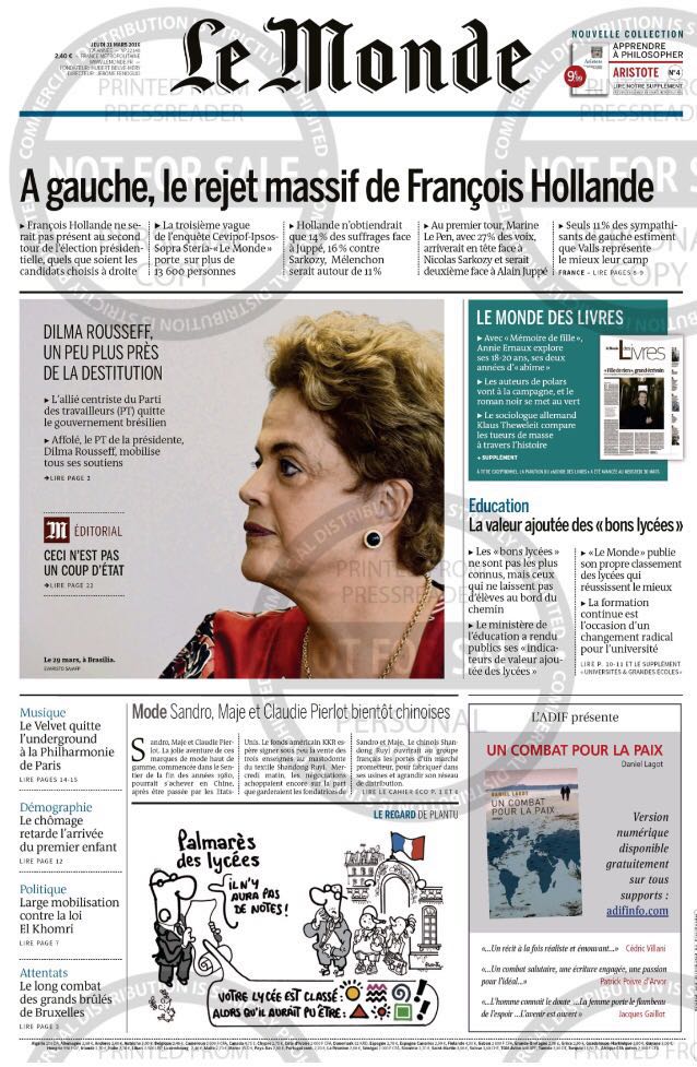 Le Monde vê Dilma mais perto da destituição e diz que impeachment não é golpe