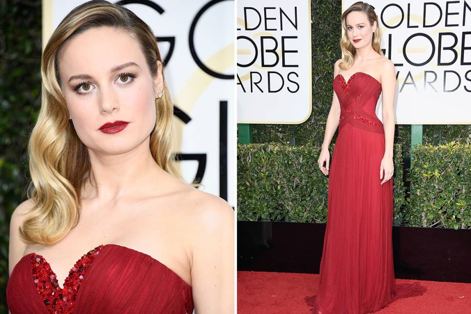 A atriz Brie Larson chega para o Globo de Ouro 2017, em Los Angeles