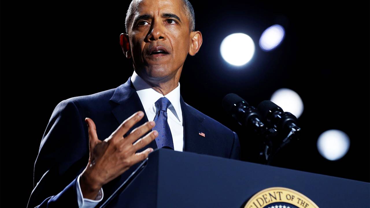 O presidente dos Estados Unidos, Barack Obama, realiza seu último discurso oficial em Chicago - 10/01/2017