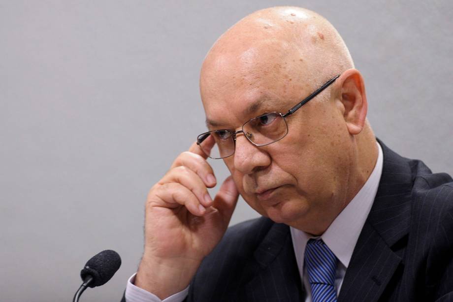 O ministro Teori Zavascki, durante sabatina na Comissão de Constituição, Justiça e Cidadania (CCJ)