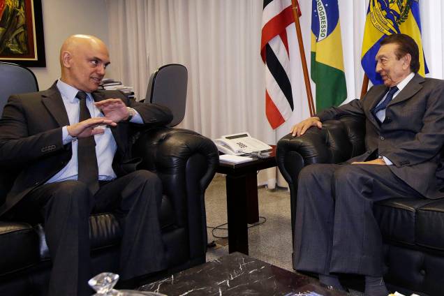Indicado a vaga no STF e licenciado no cargo de ministro da Justiça, Alexandre de Moraes visita o senador Edison Lobão em seu gabinete em Brasília, DF - 09/02/2017 Indicado a vaga no STF e licenciado no cargo de ministro da Justiça, Alexandre de Moraes visita o senador Edison Lobão em seu gabinete em Brasília, DF - 09/02/2017