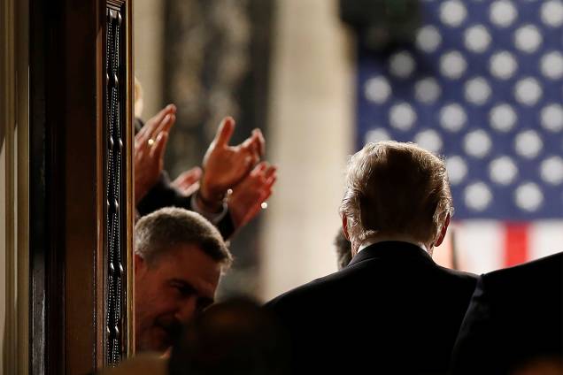 O presidente americano Donald Trump faz seu primeiro discurso em sessão conjunta aos legisladores do Senado e da Câmara de Representantes dos EUA - 28/02/2017 O presidente americano Donald Trump faz seu primeiro discurso em sessão conjunta aos legisladores do Senado e da Câmara de Representantes dos EUA - 28/02/2017