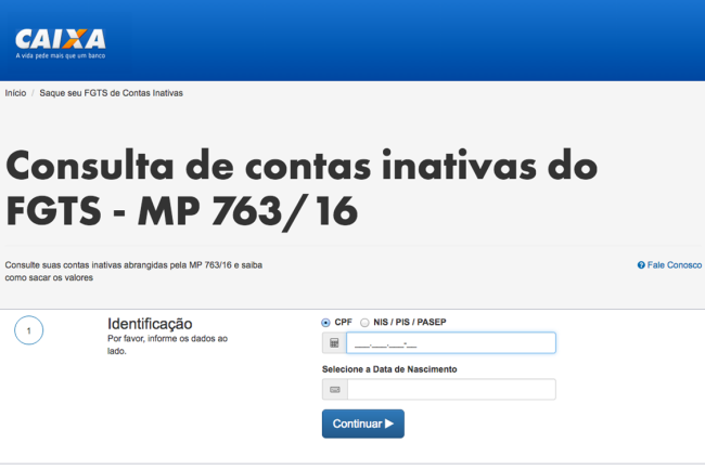 Site da Caixa Econômica Federal