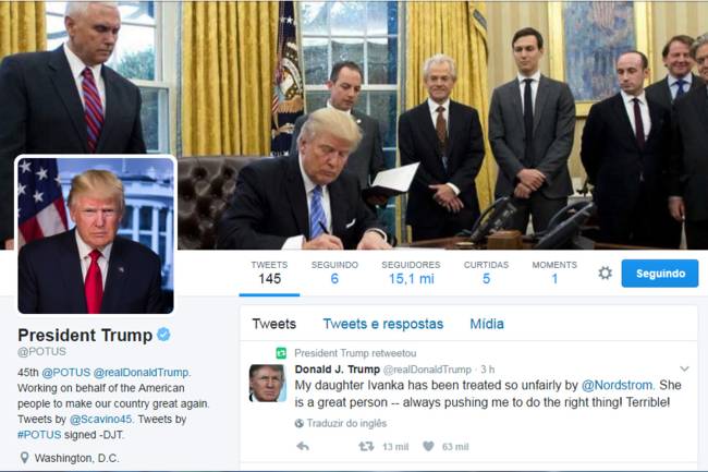 Trump critica loja no Twitter