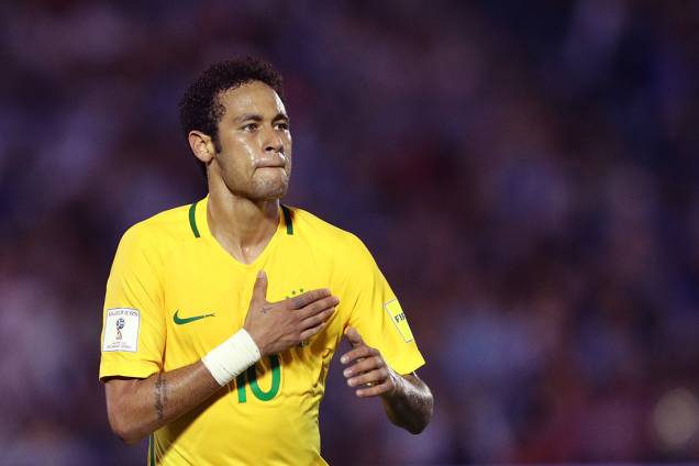 Neymar comemora após marcar o terceiro gol do Brasil sobre o Uruguai Neymar comemora após marcar o terceiro gol do Brasil sobre o Uruguai