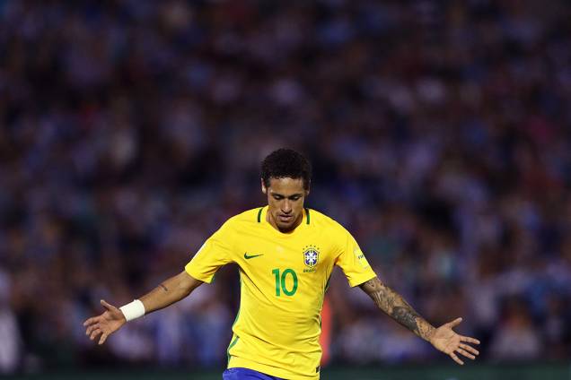 Neymar comemora após marcar o terceiro gol do Brasil sobre o Uruguai Neymar comemora após marcar o terceiro gol do Brasil sobre o Uruguai