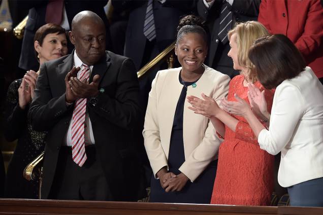 Denisha Merriweather durante discurso de Donald Trump - 28/02/2017 Denisha Merriweather durante discurso de Donald Trump - 28/02/2017
