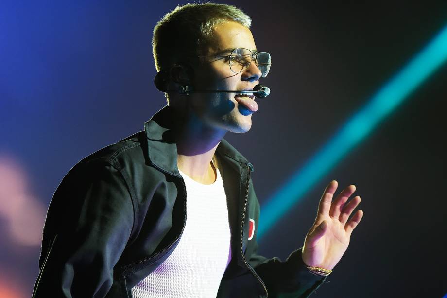 O cantor canadense Justin Bieber se apresenta no estádio Allianz Parque, na zona oeste da capital paulista