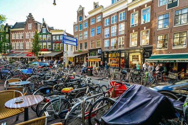 Netherlands Town Bicycles City Amsterdam Bikes