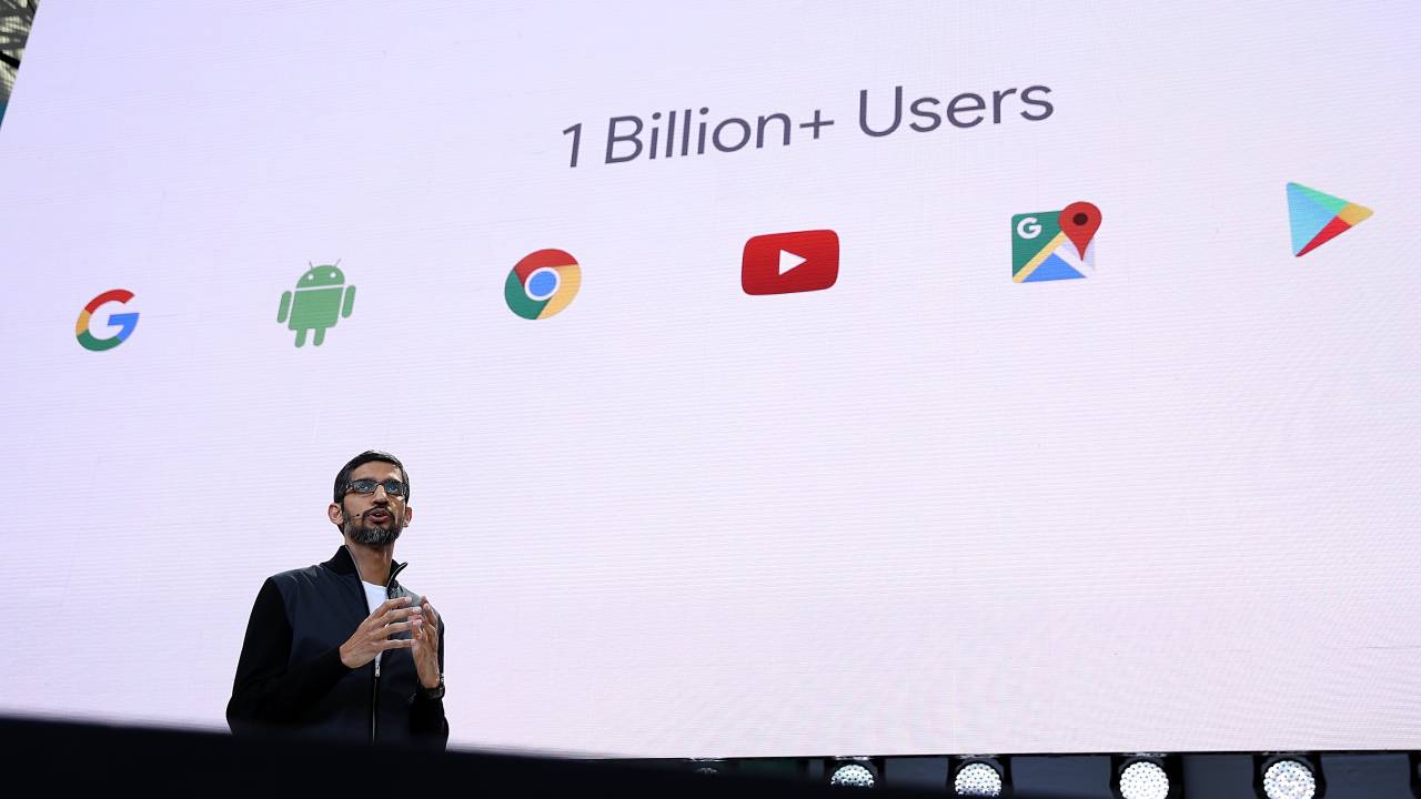 CEO do Google, Sundar Pichai, durante conferência em Mountain View, Califórnia