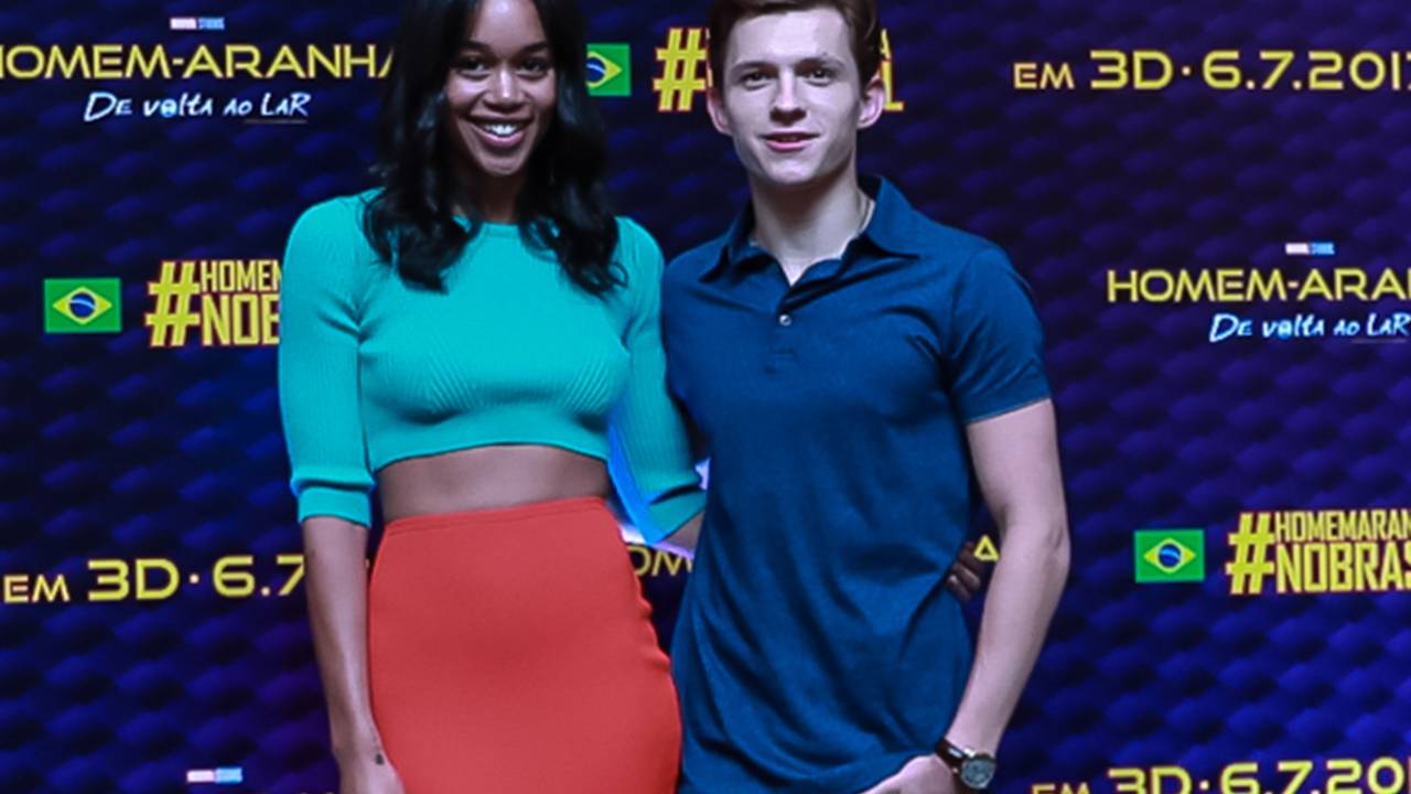 Tom Holland e Laura Harrier em SP