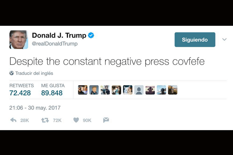 Covfefe, escreve Donald Trump no Twitter