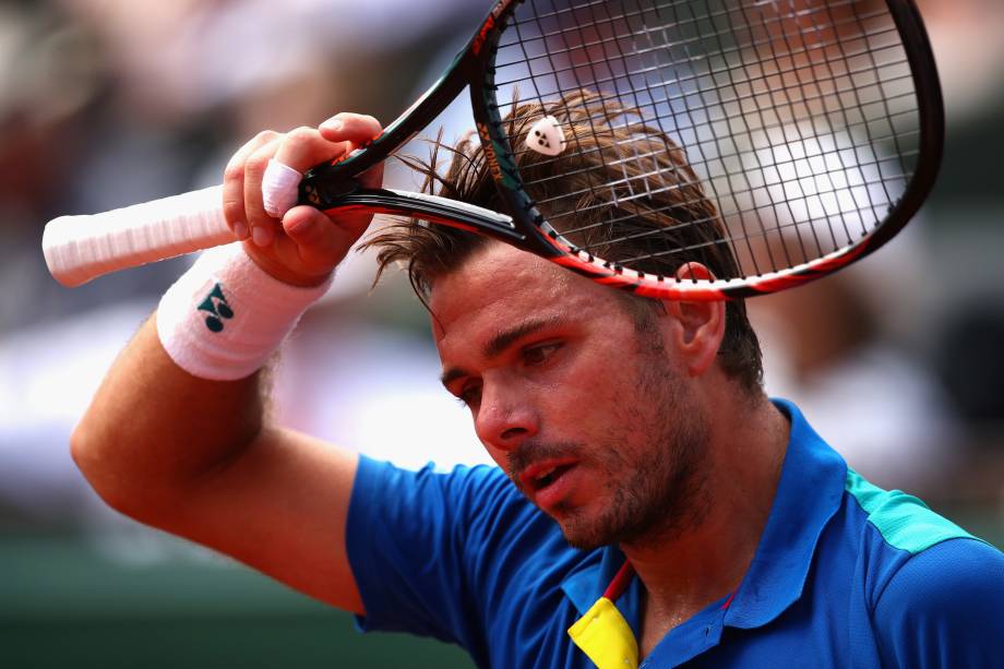O tenista suíço Stan Wawrinka durante partida contra o espanhol Rafael Nadal na final de Roland Garros - 11/06/2017 O tenista suíço Stan Wawrinka durante partida contra o espanhol Rafael Nadal na final de Roland Garros - 11/06/2017
