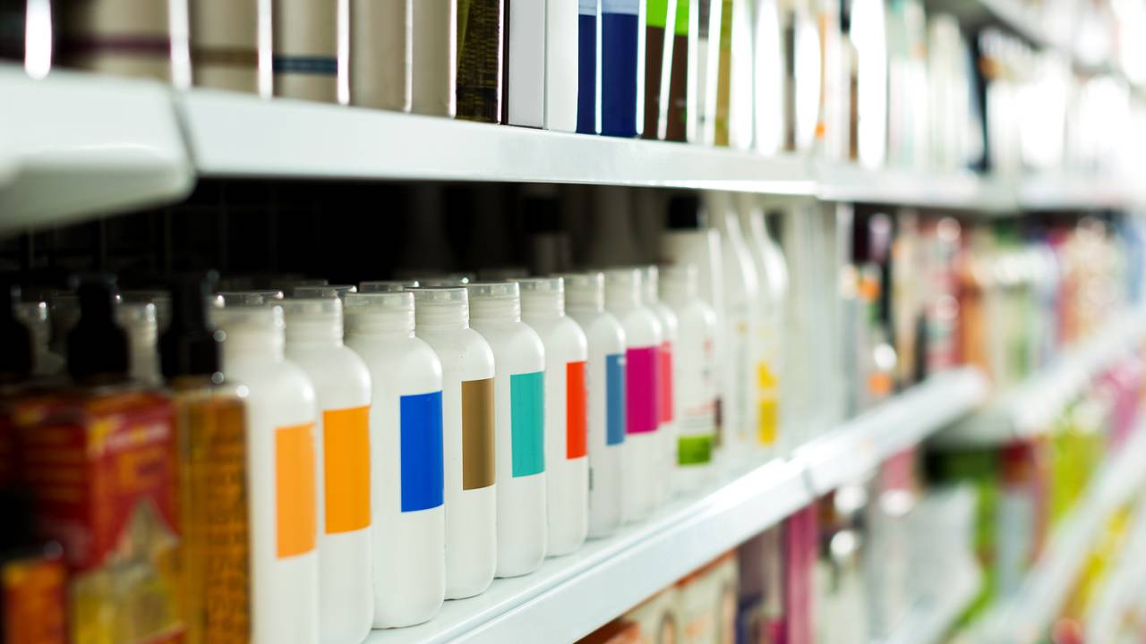 Cosméticos seção com condicionado