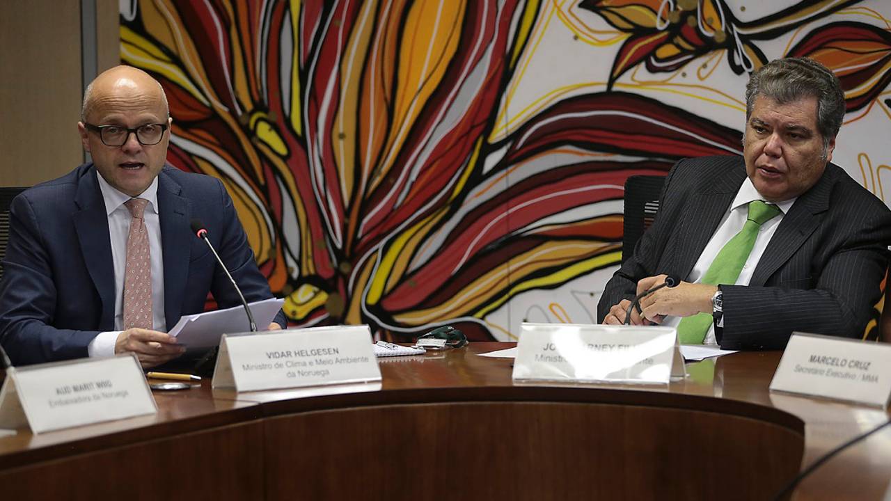 O ministro do Meio Ambiente da Noruega, Vidar Helgesen, durante reunião com Sarney Filho.
