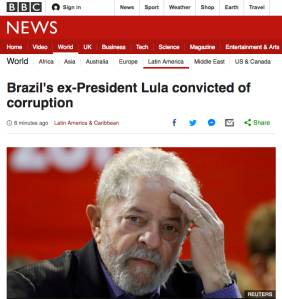 Cobertura da BBC sobre a condenação de Lula