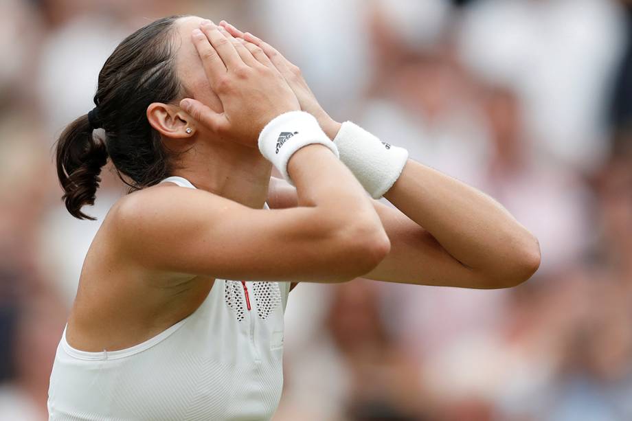 Tenista espanhola Garbine Muguruza comemora vitória na final do torneio de Wimbledon, em Londres - 15/07/2017 Tenista espanhola Garbine Muguruza comemora vitória na final do torneio de Wimbledon, em Londres - 15/07/2017