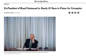 Cobertura do New York Times sobre a condenação de Lula