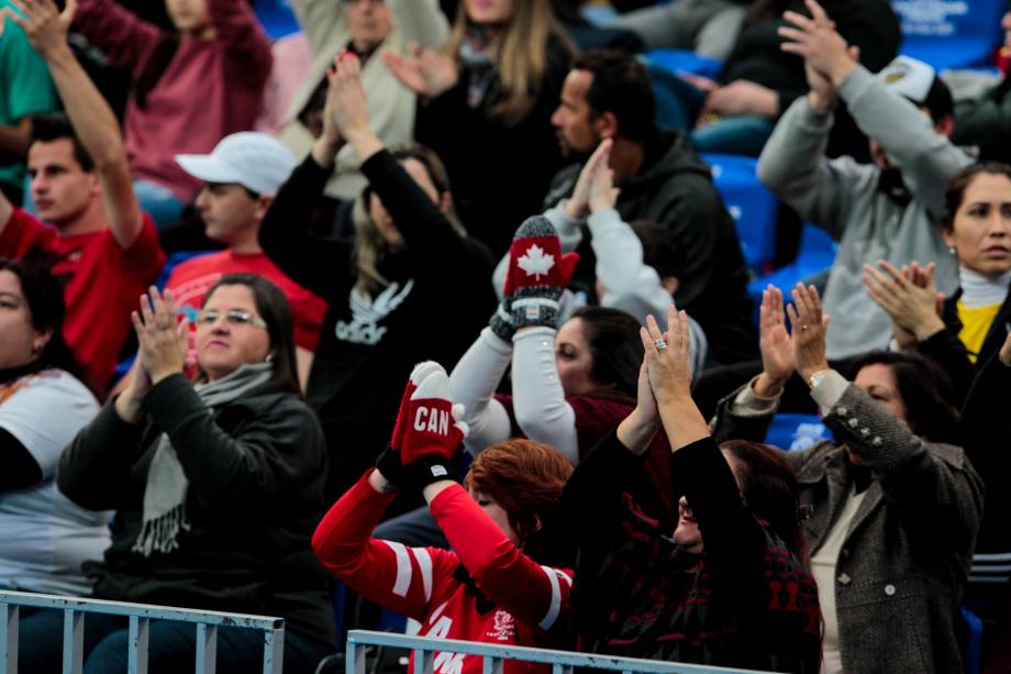 Partida entre Rússia e Canadá na Arena da Baixada, em Curitiba, válido pelas finais da Liga Mundial de vôlei, nesta quarta-feira.