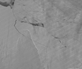 Imagem tirada em 12 de julho pela Nasa, que confirmou o desprendimento Imagem tirada em 12 de julho pela Nasa, que confirmou o desprendimento