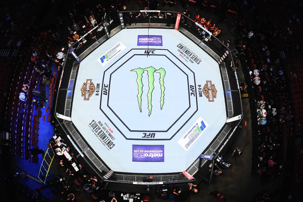 Vista do oct&oacute;gono no UFC 214 em Anaheim (EUA) - 29/07/2017