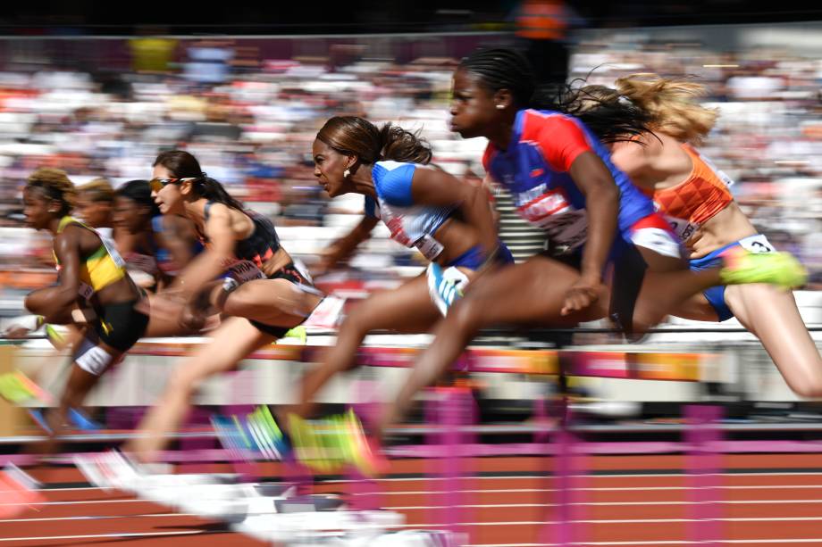 Competição feminina de 100m rasos, pelo Mundial de Atletismo, em Londres Competição feminina de 100m rasos, pelo Mundial de Atletismo, em Londres