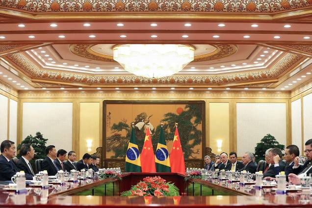Michel Temer e o presidente chinês Xi Jinping, durante a encontro no Grande Salão do Povo, em Pequim, na China - 01/09/2017 Michel Temer e o presidente chinês Xi Jinping, durante a encontro no Grande Salão do Povo, em Pequim, na China - 01/09/2017
