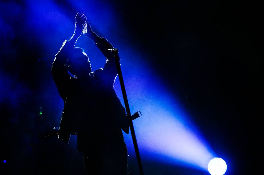 A banda Maroon 5, liderada por Adam Levine no Palco Mundo durante o segundo dia de Rock in Rio - 16/09/2017