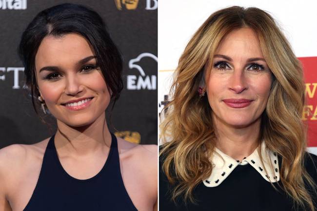 As atrizes Samantha Barks e Julia Roberts