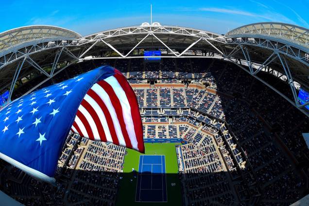 Vista geral da quadra durante partida entre as tenistas Karolina Pliskova e Jennifer Brady, no US Open, em Nova York Vista geral da quadra durante partida entre as tenistas Karolina Pliskova e Jennifer Brady, no US Open, em Nova York