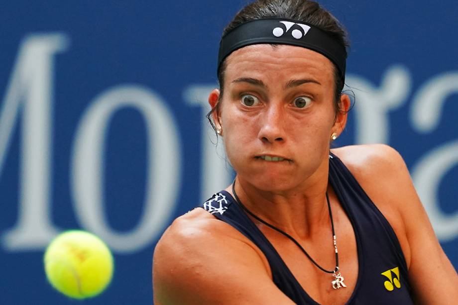 Anastasija Sevastova, da Letônia, durante partida contra a americana Sloane Stephens, no US Open, em Nova York