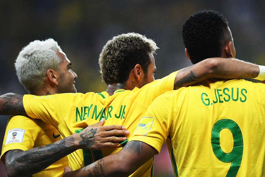 Gabriel Jesus marca gol durante jogo Brasil e Chile na Arena Allianz Parque, na zona Oeste da capital paulista - 10/10/2017