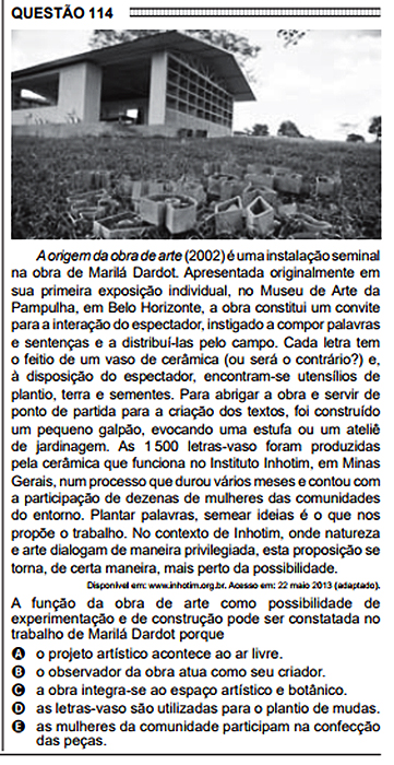 Prova Enem - dif&iacute;ceis - Quest&atilde;o 114
