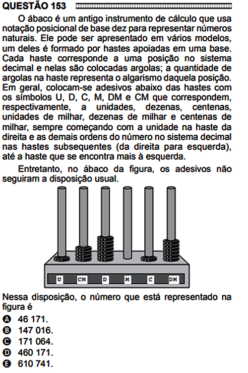 Prova Enem - Quest&atilde;o 153