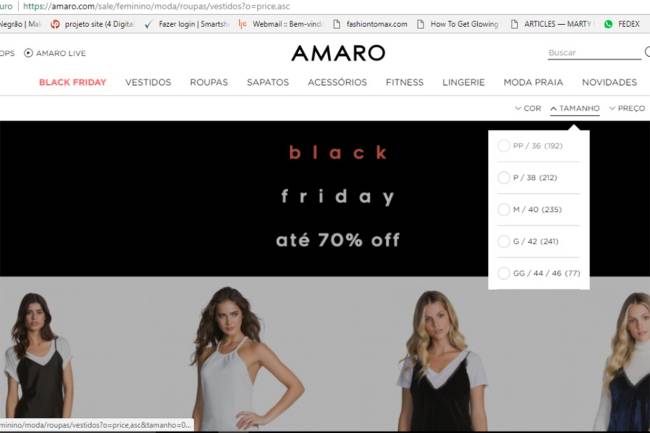 Black Friday no site da Amaro