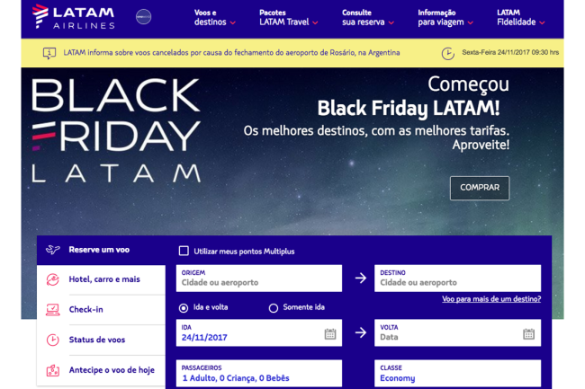 Black Friday: Ofertas de passagens aéreas na Latam