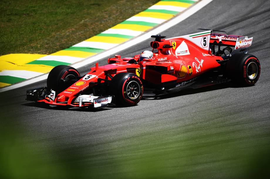 O piloto alemão Sebastian Vettel, da Ferrari, durante o Grande Prêmio do Brasil em Interlagos - 12/11/2017