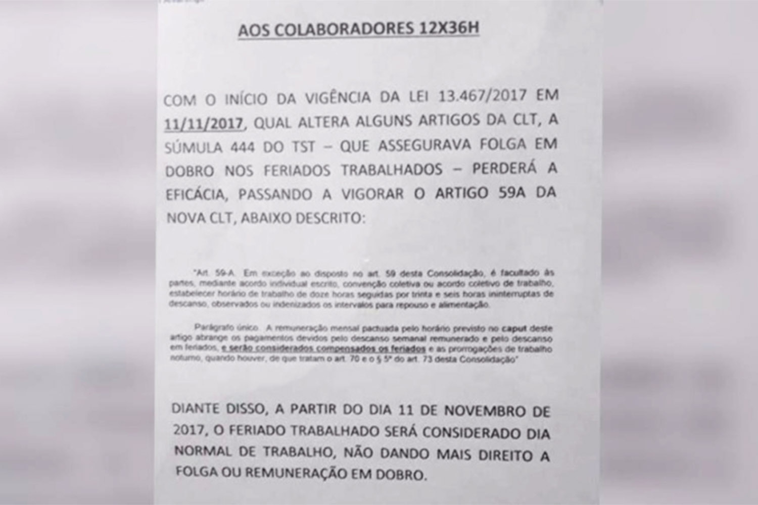 Comunicado do hospital Dom Alvarenga