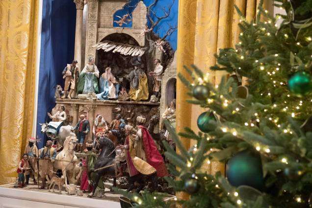 Presépio é parte das decorações de Natal na Sala Leste da Casa Branca, em Washington Presépio é parte das decorações de Natal na Sala Leste da Casa Branca, em Washington