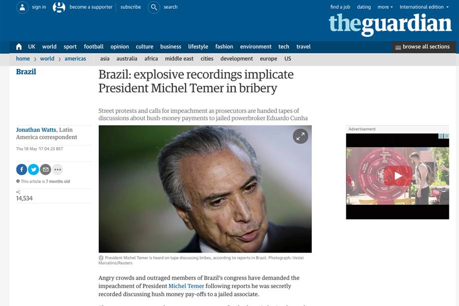 Notícias do Brasil pelo mundo - The Guardian