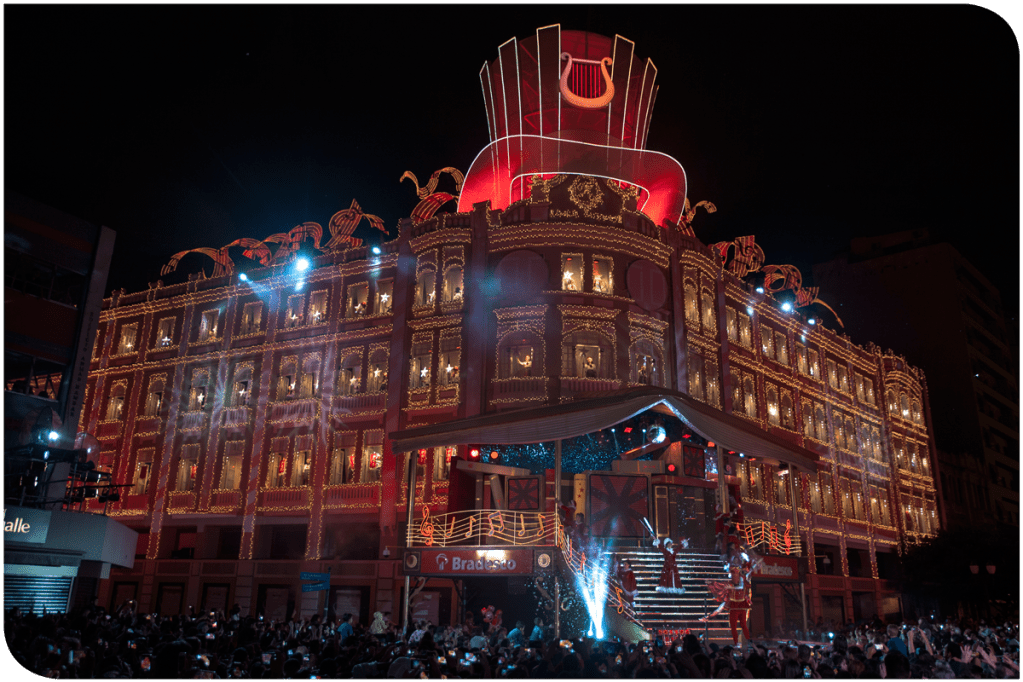 O espetáculo de Natal do Bradesco ilumina o Palácio Avenida em dezembro