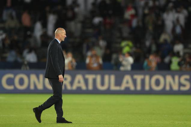 Zinedine Zidane, técnico do Real Madrid, após a vitória sobre o Grêmio por 1 a 0 na final do Mundial de Clubes da FIFA - 16/12/2017 Zinedine Zidane, técnico do Real Madrid, após a vitória sobre o Grêmio por 1 a 0 na final do Mundial de Clubes da FIFA - 16/12/2017